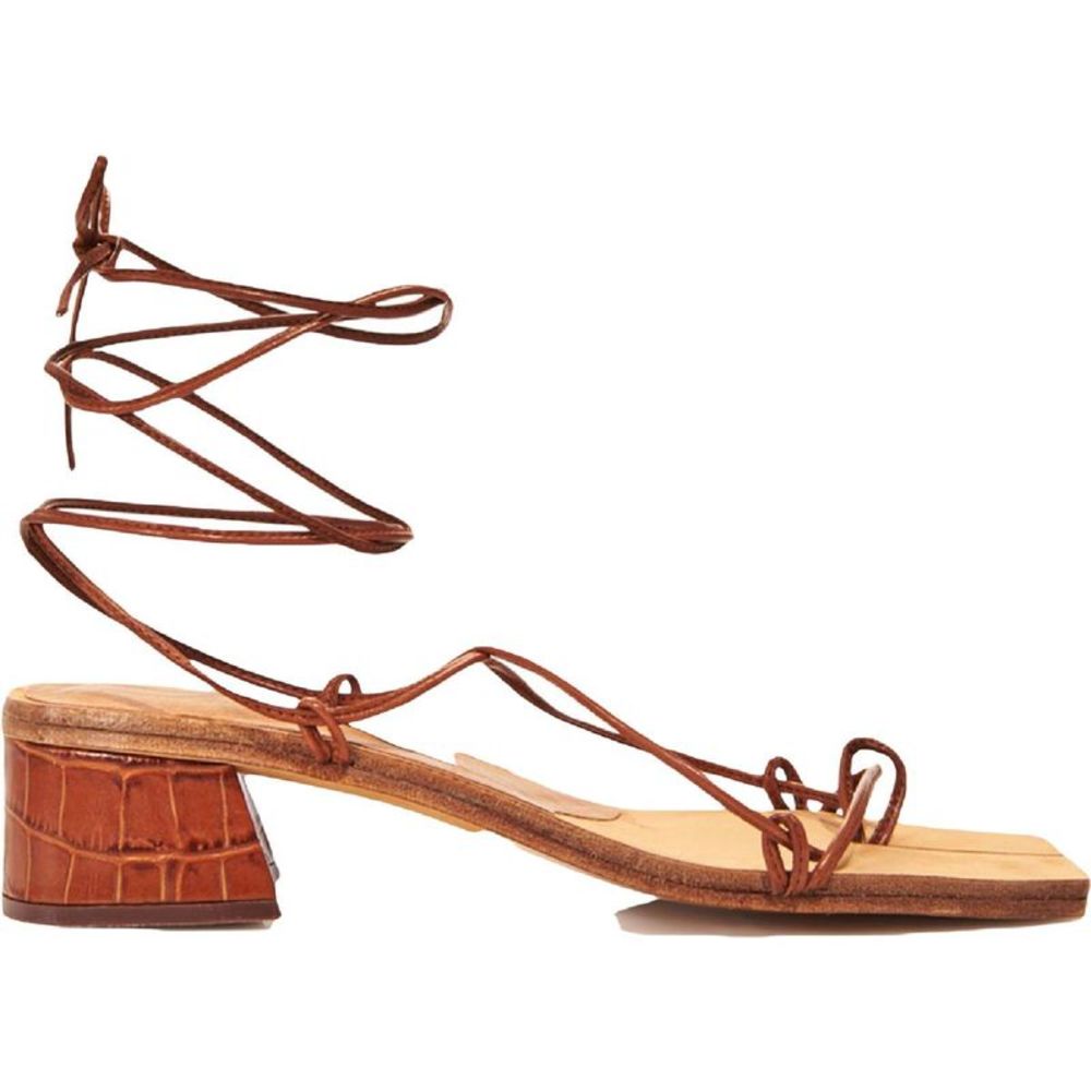 Miista Womens Cimarron Clay Croc Brown Leather Thong Sandals Shoes